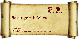 Rozinger Míra névjegykártya